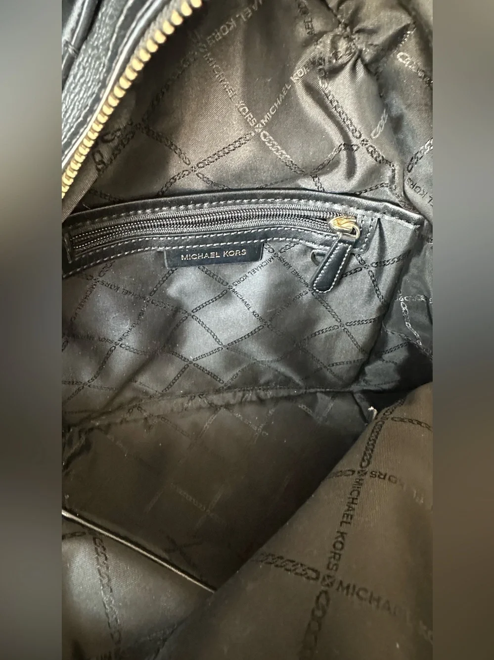 Michael Kors Black Leather Backpack with Gold Hardware